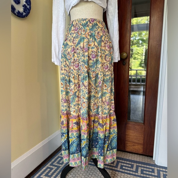 Flowy High-Waisted Floral Boho Maxi Skirt, Size S - Picture 4 of 9